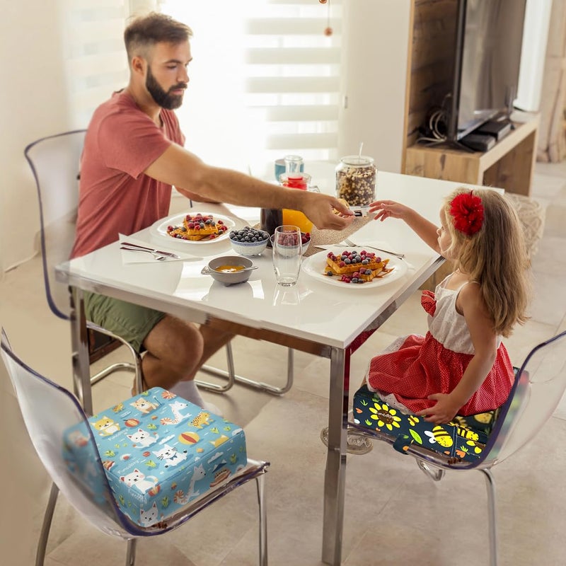Funcority Toddler Booster Seat for Dining Table, Portable Booster Seat for Kitchen Chair, 4 Inch High-Density Foam Cushion with Adjustable Safety Straps and Non-Slip Bottom, Perfect for Kids Travel and Daily - Image 3